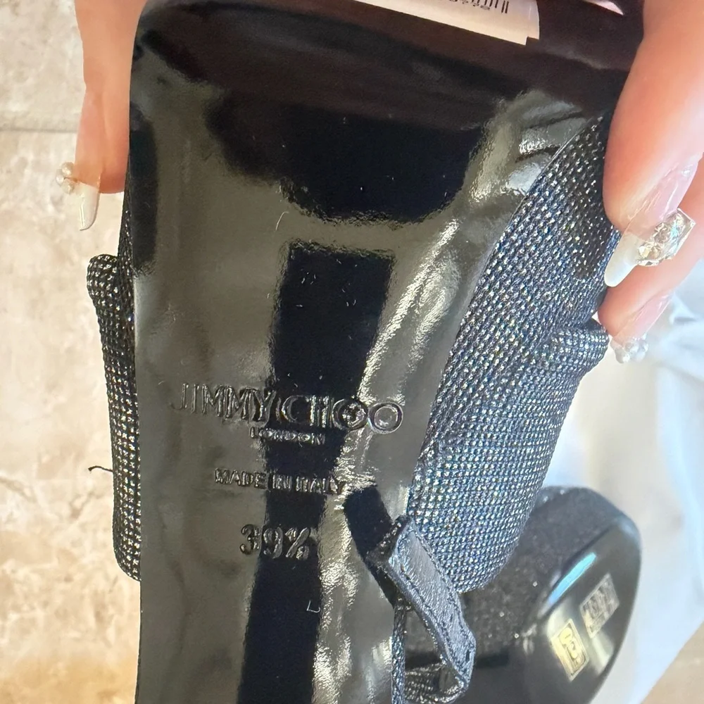 Jimmy Choo Heloise 120MM Glitter Platform Sandals size 39.5
